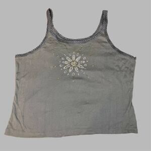 Y2K Lace Trimmed  Fairycore‎ Tank With Bead and Sequins Details Size XL
